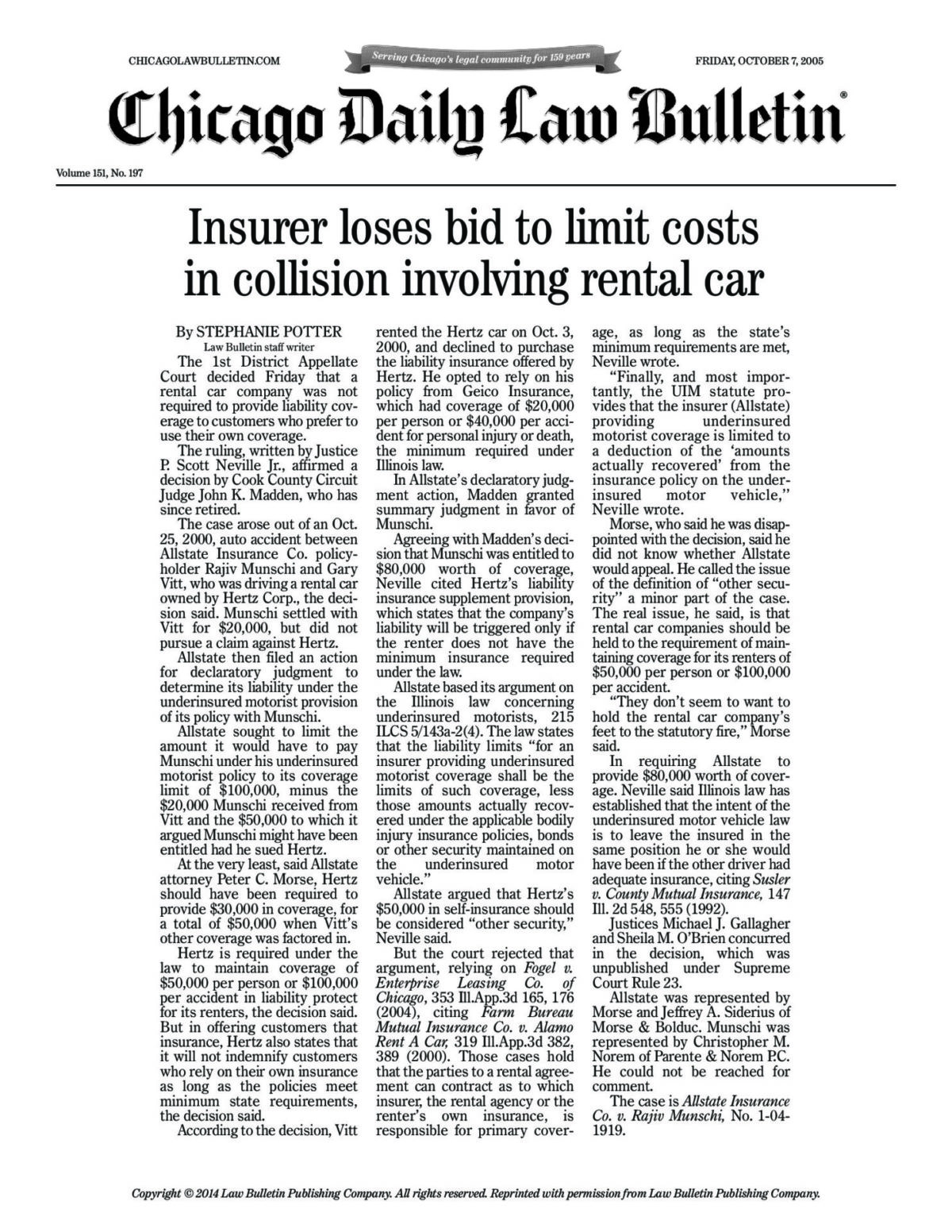 Insurer loses bid to limit costs in collision involving rental car