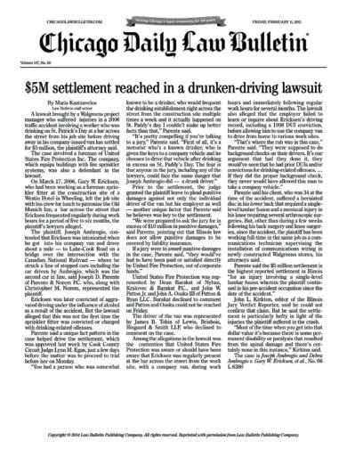 $5M settlement reached in a drunken-driving lawsuit