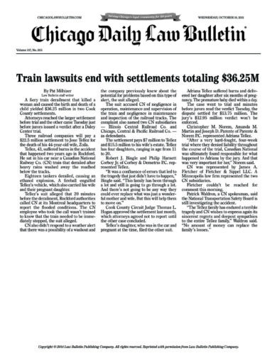 Train lawsuits end with settlements totaling $36.25M