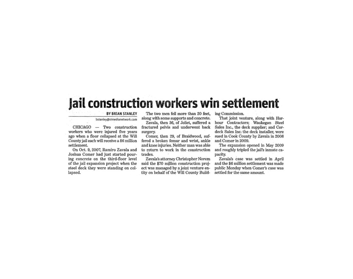 Jail construction worker win settlement