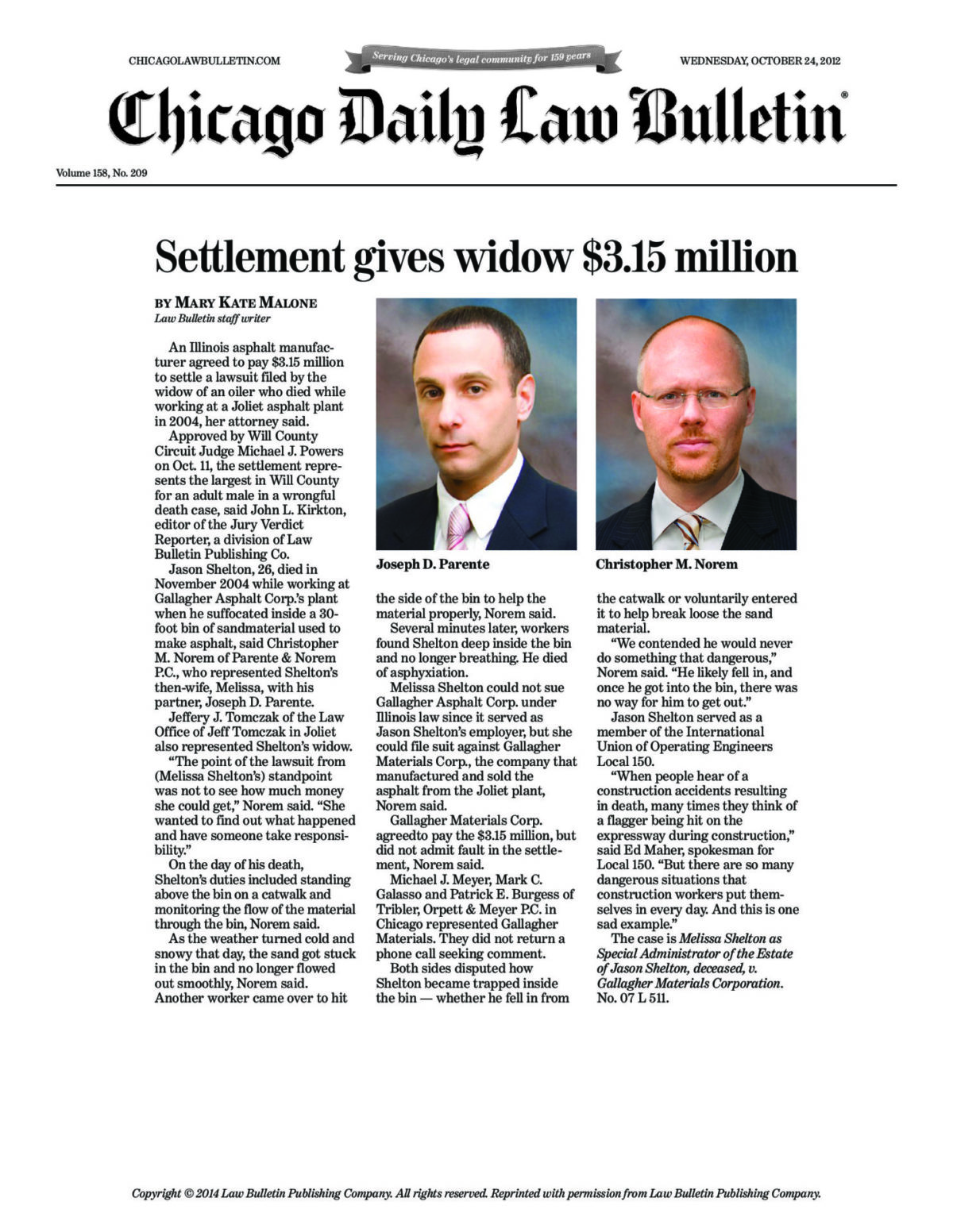 Settlement gives widow $3.15 million