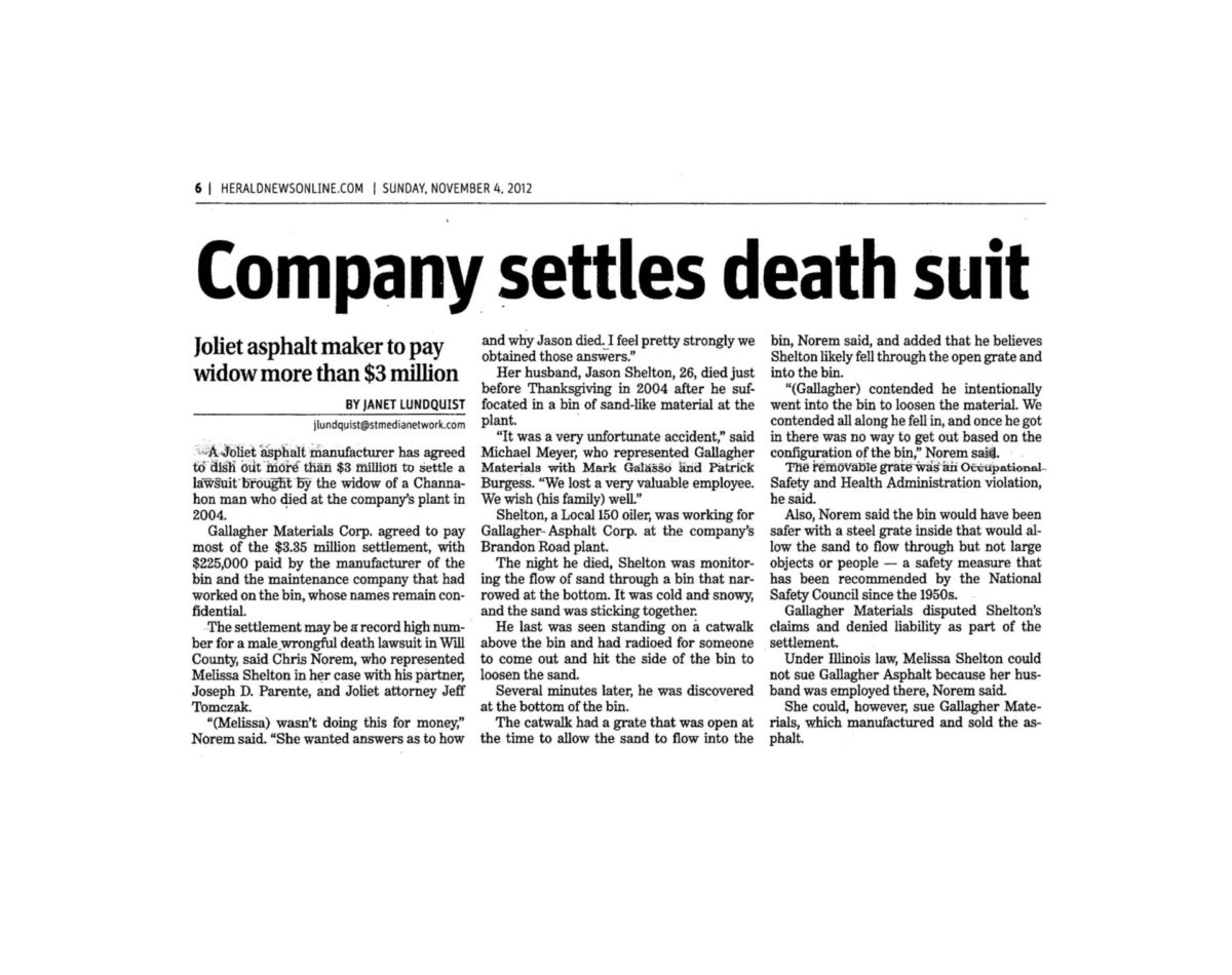 Company settles death suit