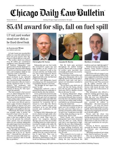 $5.4M Award for slip, fall on fuel spill