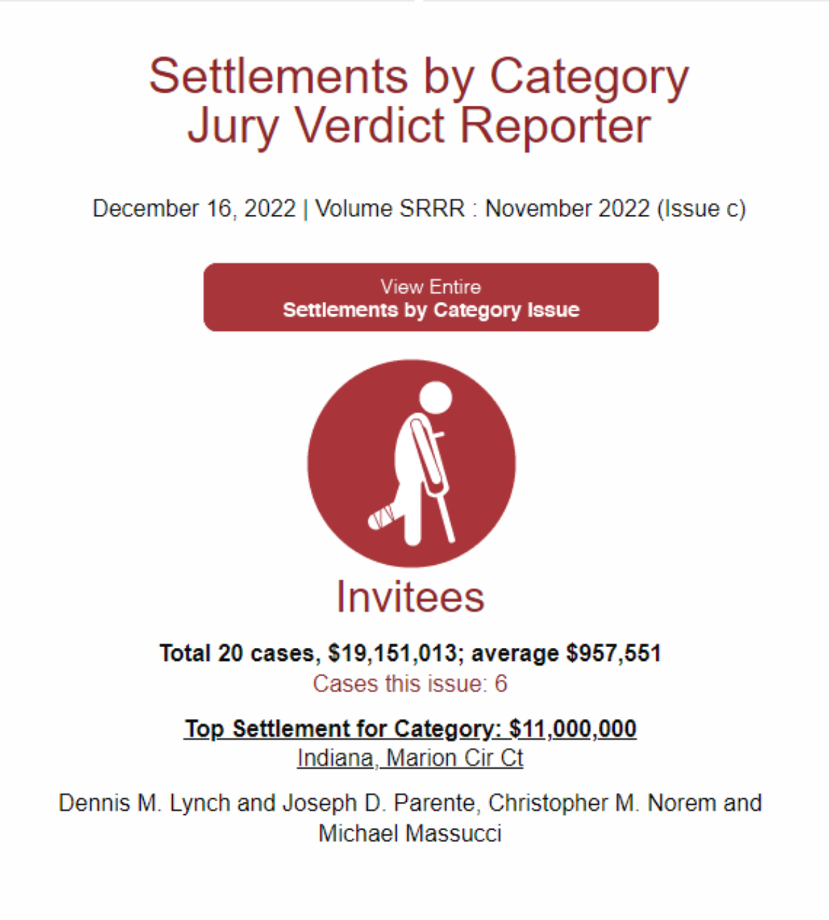 The Law Offices of Parente & Norem, P.C. Achieves Highest Settlement in November 2022