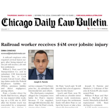 Railroad Worker Wins $4 Million Settlement After Workplace Injury